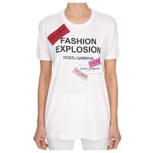 NWT Dolce & Gabbana White Fashion Explosion T-shirt  IT 36